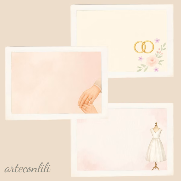 Printable Wedding Scrapbook Paper Kit Spanish – Instant Download for Planners & Journals