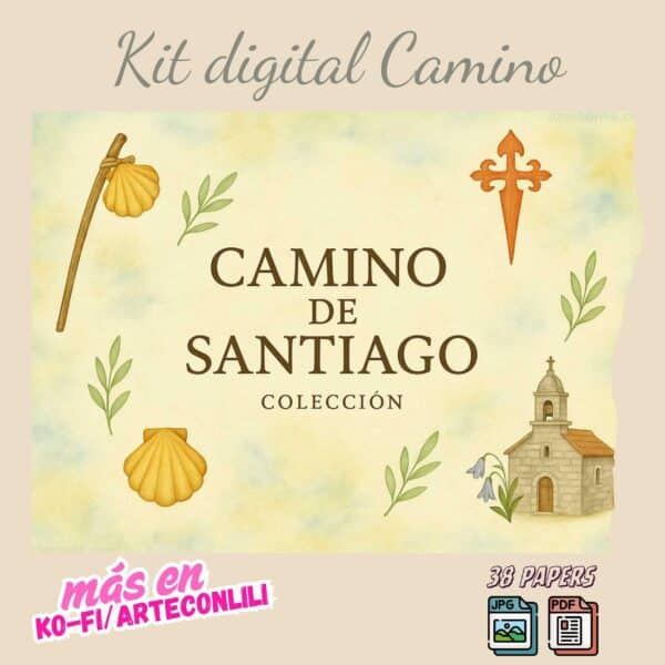 Printable Scrapbook Paper Kit - Camino de Santiago Digital Download for Journals & Planners