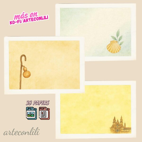 Printable Scrapbook Paper Kit - Camino de Santiago Digital Download for Journals & Planners