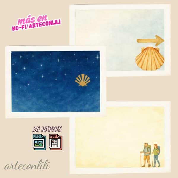 Printable Scrapbook Paper Kit - Camino de Santiago Digital Download for Journals & Planners