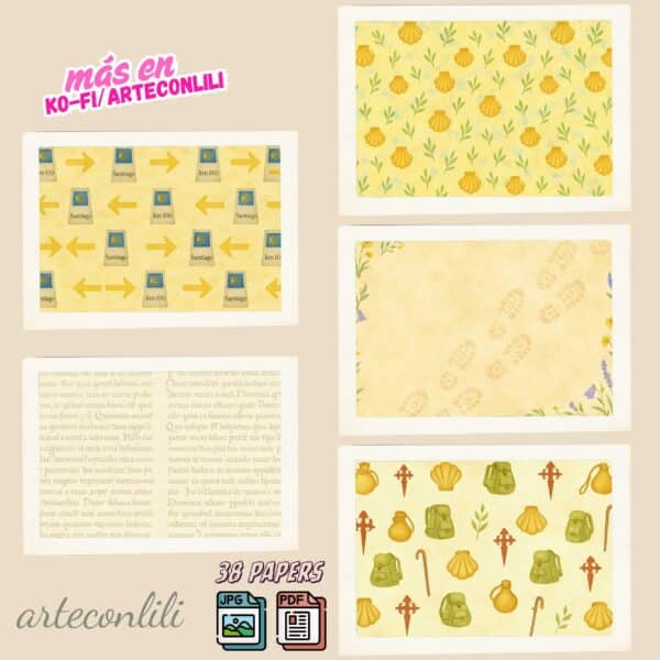 Printable Scrapbook Paper Kit - Camino de Santiago Digital Download for Journals & Planners