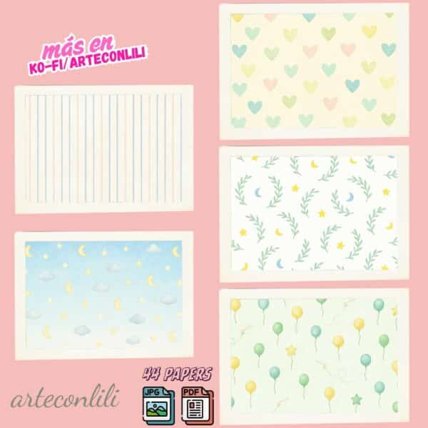Printable Scrapbook Paper for Baby Boy | 44 Digital Downloads