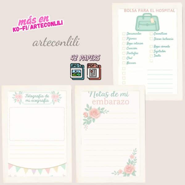 Printable Pregnancy Scrapbook Kit | 42 Digital Downloads for Journals & Planners
