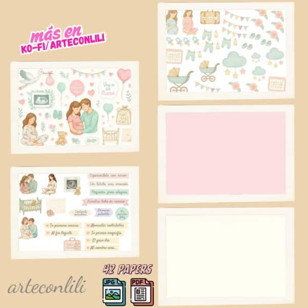 Printable Pregnancy Scrapbook Kit | 42 Digital Downloads for Journals & Planners