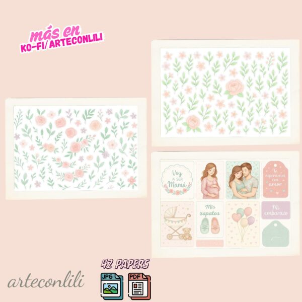 Printable Pregnancy Scrapbook Kit | 42 Digital Downloads for Journals & Planners
