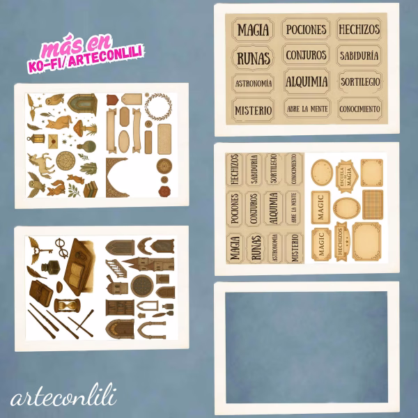 Magical School Kit | Printable Scrapbook Paper & Cliparts | Instant Download