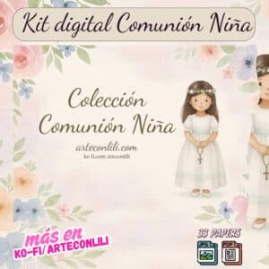 Printable Communion Scrapbook Paper Kit | Instant Download for Girls