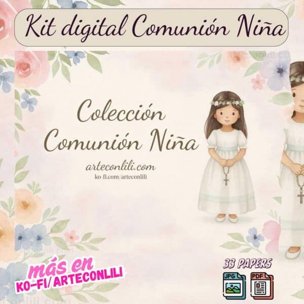 Printable Communion Scrapbook Paper Kit | Instant Download for Girls