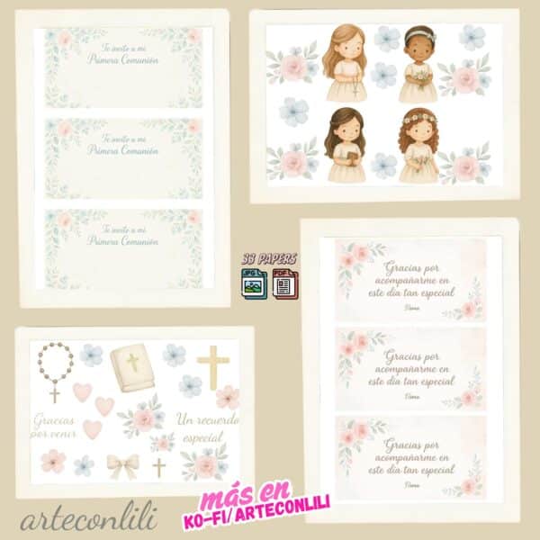 Printable Communion Scrapbook Paper Kit | Instant Download for Girls