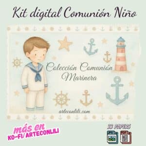 Nautical First Communion Printable Scrapbook Paper | Instant Download