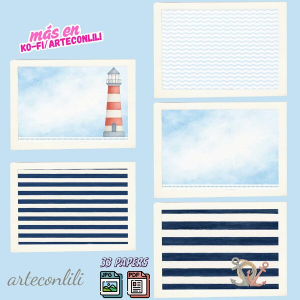 Nautical First Communion Printable Scrapbook Paper | Instant Download