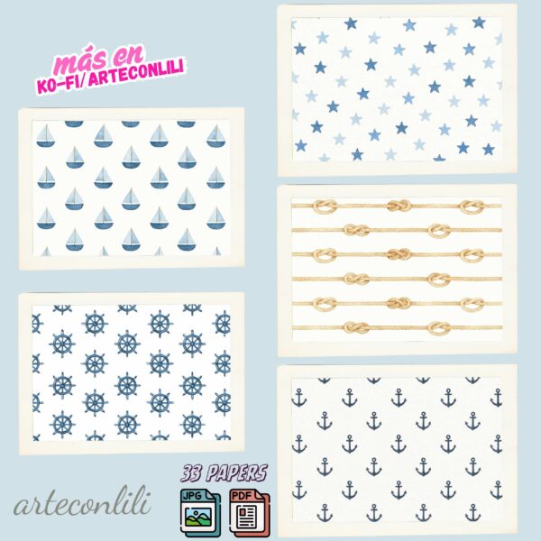 Nautical First Communion Printable Scrapbook Paper | Instant Download