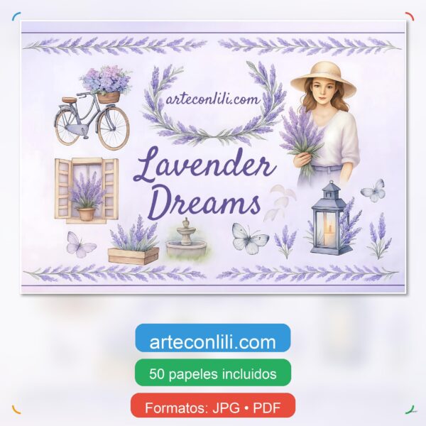 Lavender Dreams Vintage | Printable Scrapbook Paper & Instant Download