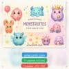 51 Printable Scrapbook Papers – Cute Monsters Collection | Instant Download