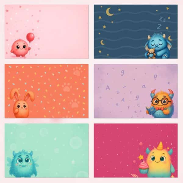 51 Printable Scrapbook Papers – Cute Monsters Collection | Instant Download