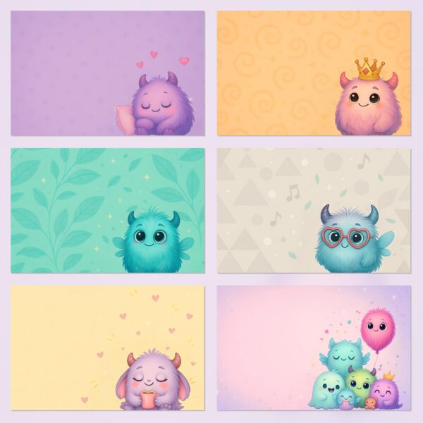 51 Printable Scrapbook Papers – Cute Monsters Collection | Instant Download