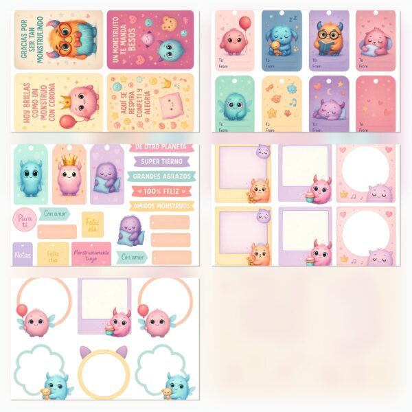 51 Printable Scrapbook Papers – Cute Monsters Collection | Instant Download