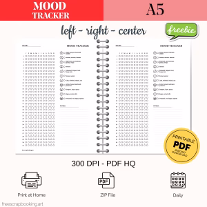 Free Mood Tracker A5 PDF printable for planners and bullet journals