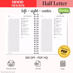 Free Mood Tracker Half Letter PDF printable for planners, agendas, and bullet journals