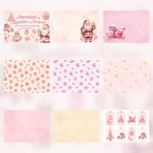 Free Pink Christmas Scrapbooking Papers – 9 PDF pages for printing, journaling, planners and DIY crafts