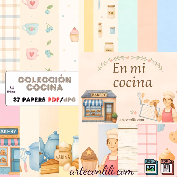 Printable Scrapbook Paper for Kitchen | Instant Download 37 Designs
