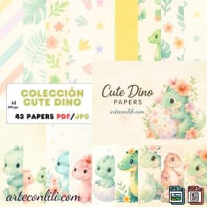 Cute Dino Printable Scrapbook Paper | Instant Download A4 & US Letter