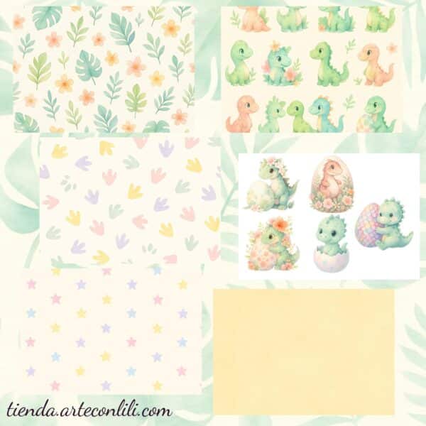 Cute Dino Printable Scrapbook Paper | Instant Download A4 & US Letter
