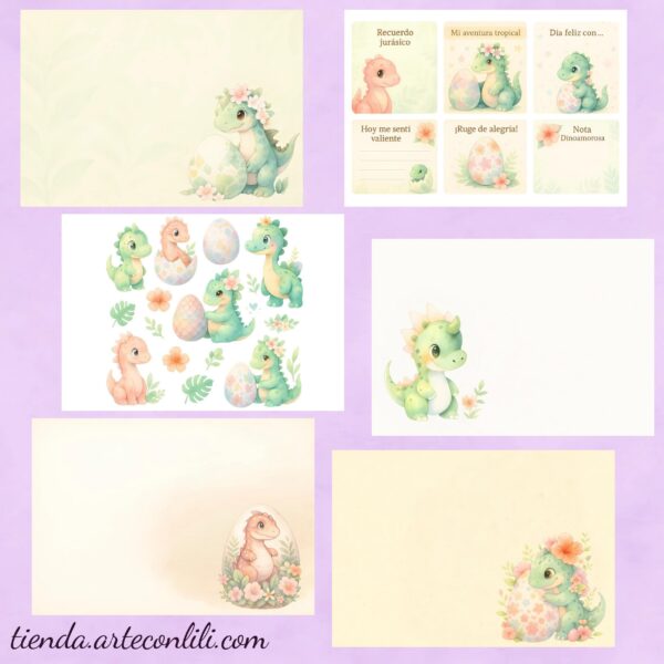 Cute Dino Printable Scrapbook Paper | Instant Download A4 & US Letter