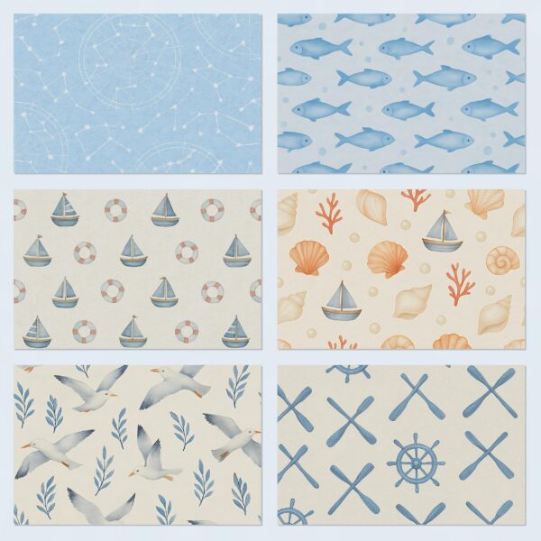 Printable Marine Scrapbook Paper | Digital Download for Planners & Journals