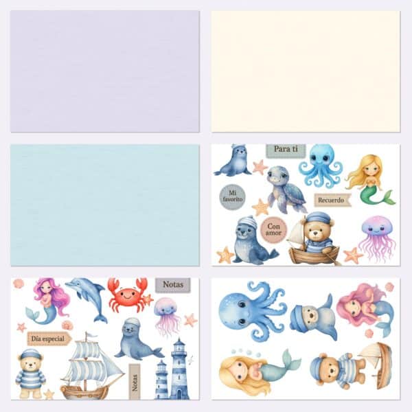 Printable Marine Scrapbook Paper | Digital Download for Planners & Journals