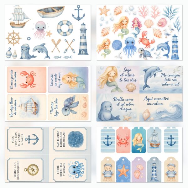 Printable Marine Scrapbook Paper | Digital Download for Planners & Journals