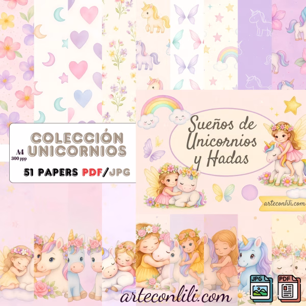 Magical Unicorn & Fairy Printable Scrapbook Paper | Instant Download