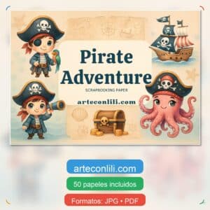 Pirate Adventure Printable Scrapbook Paper | Digital Download for Kids