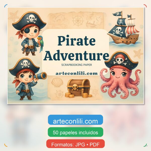 Pirate Adventure Printable Scrapbook Paper | Digital Download for Kids