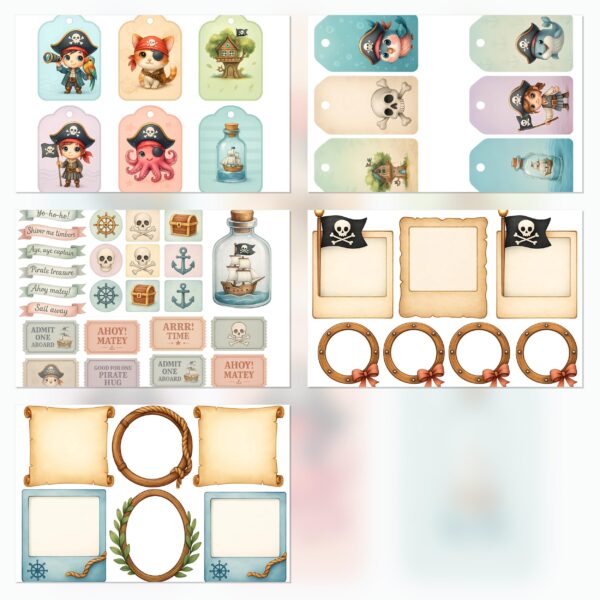 Pirate Adventure Printable Scrapbook Paper | Digital Download for Kids