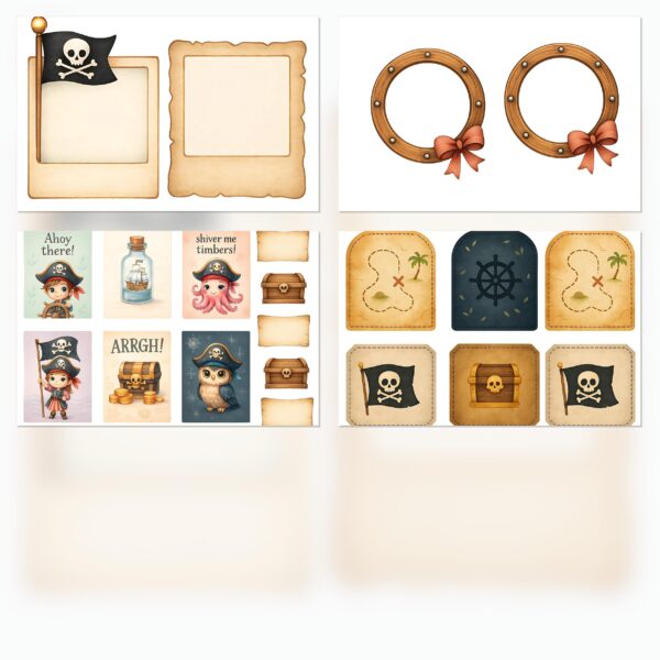 Pirate Adventure Printable Scrapbook Paper | Digital Download for Kids