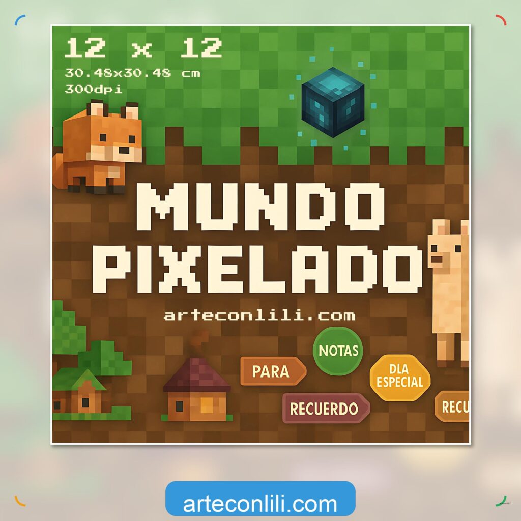 Pixel Block World | Printable Scrapbook Paper