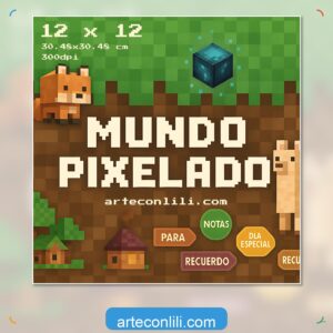 Pixel Block World Printable Scrapbook Paper | Digital Download