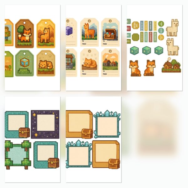 Pixel Block World Printable Scrapbook Paper | Digital Download