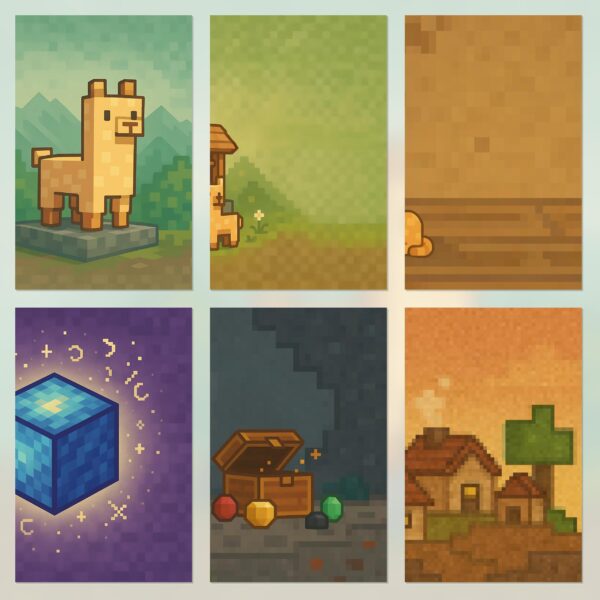 Pixel Block World Printable Scrapbook Paper | Digital Download