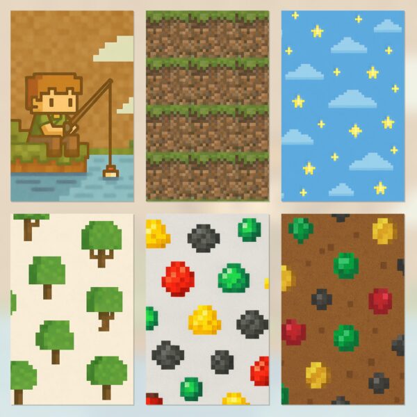 Pixel Block World Printable Scrapbook Paper | Digital Download