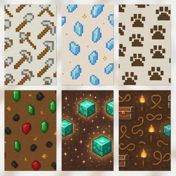 Pixel Block World Printable Scrapbook Paper | Digital Download