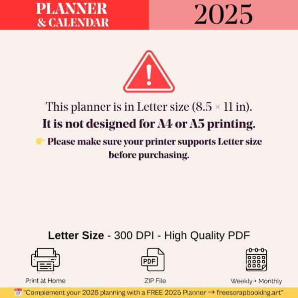 Free Printable 2025 Weekly & Monthly Planner (Letter Size PDF)