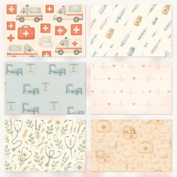 Printable Medical Scrapbook Paper | Instant Download for Nurses & Doctors