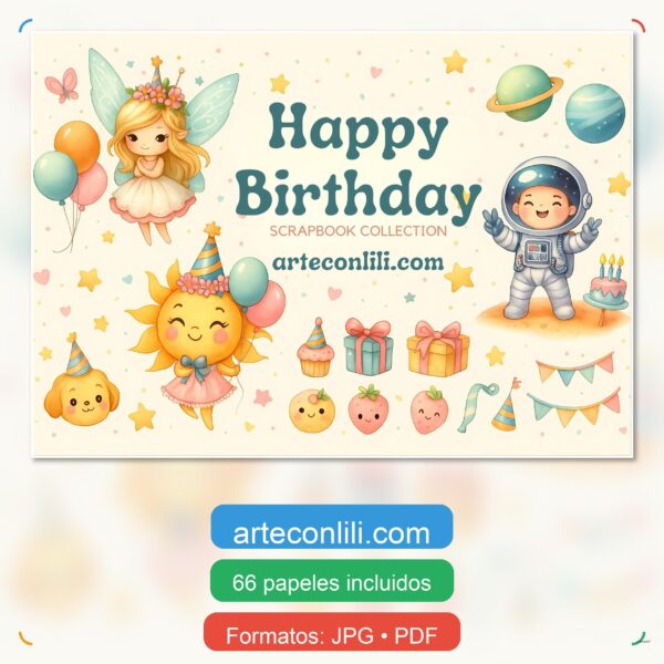 Happy Birthday Printable Scrapbook Paper | Instant Download