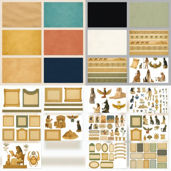 Egyptian-Themed Printable Scrapbook Paper | Instant Download