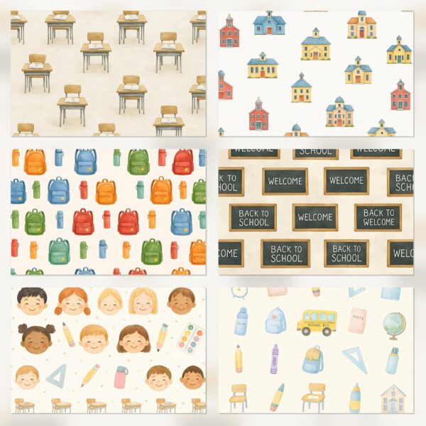 Printable Scrapbook Paper for Back to School | Instant Download