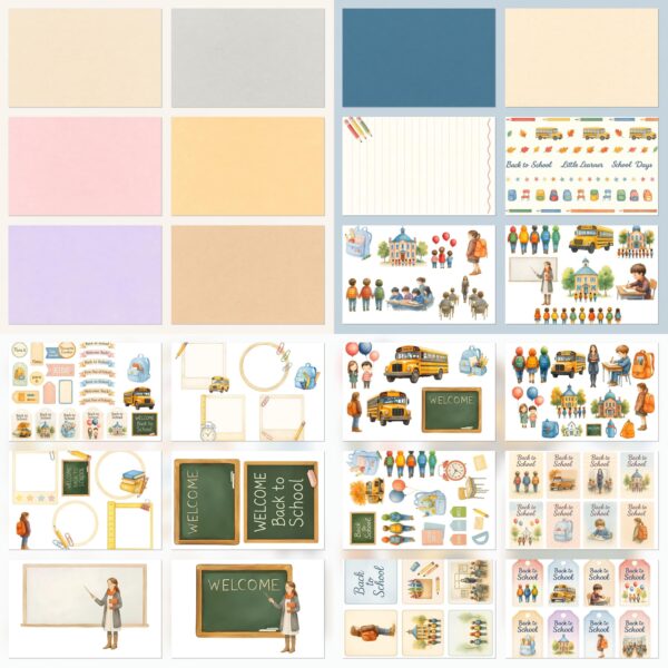 Printable Scrapbook Paper for Back to School | Instant Download