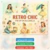 Retro Chic Pin-Up Printable Scrapbook Paper | 43 Digital Downloads
