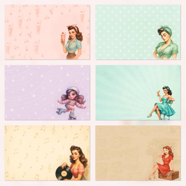 Retro Chic Pin-Up Printable Scrapbook Paper | 43 Digital Downloads